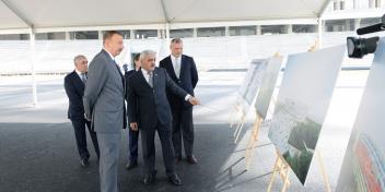 Ilham Aliyev reviewed the progress of construction at the Baku Olympic Stadium