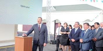 Ilham Aliyev attended the opening ceremony of the reconstructed water supply and sewage systems of Agstafa