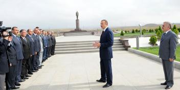 Ilham Aliyev attended the inauguration ceremony of a monument to national leader Heydar Aliyev in Kangarli region