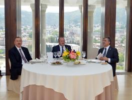 Official dinner was hosted on behalf of the President of Georgia in honor of the Presidents of Azerbaijan and Turkey