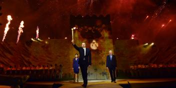 Ilham Aliyev attended the ceremony held to light the flame of Baku-2015 first European Games