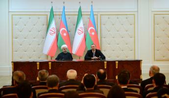 Ilham Aliyev and President of the Islamic Republic of Iran Hassan Rouhani made statements for the press