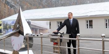 Ilham Aliyev attended the groundbreaking ceremony for the upgraded water supply and sewage system in the Gakhingiloy and Gakhbash villages