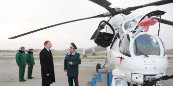 Ilham Aliyev reviewed the military helicopters brought to Azerbaijan