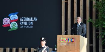 İlham Əliyev “Milan Expo 2015” Ümumdünya sərgisində Azərbaycan pavilyonunda təşkil olunan “Milli gün” mərasimində iştirak edib