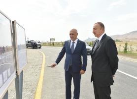 İlham Əliyev Siyəzən-Məşrif avtomobil yolunun açılışında iştirak edib