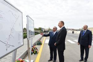 Ilham Aliyev attended the opening of Aghsu-Kurdamir section of Aghsu-Kurdamir-Imishli highway