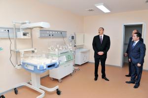 Ilham Aliyev attended the opening of a new building of Ujar District Central Hospital