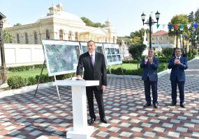 Ilham Aliyev attended a ceremony to pump drinking water to Goychay city