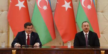 Ilham Aliyev and Turkish Prime Minister Ahmet Davutoglu made statements for the press