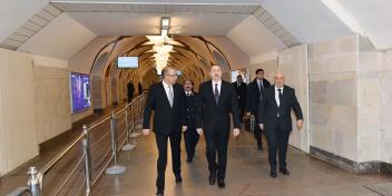 Ilham Aliyev attended the opening of the second exit of “Elmler Akademiyası” metro station