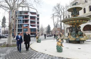 Ilham Aliyev reviewed progress of construction at Ganja State Philharmonic