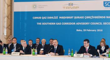 Opening speech by Ilham Aliyev at the second meeting of the Southern Gas Corridor Advisory Council