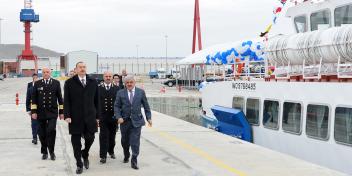 Ilham Aliyev attended ceremony to launch “Ufuq”, “Zafar” and “Turan” passenger ships