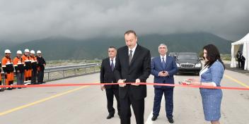 Ilham Aliyev attended the opening of Mughanli-Yevlakh section of Baku-Shamakhi-Yevlakh highway