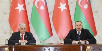 Ilham Aliyev and Turkish Prime Minister Binali Yildirim made statements for the press