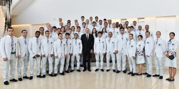 Ilham Aliyev attended ceremony to see off Azerbaijani athletes who will compete at 31st Summer Olympic Games in Rio de Janeiro