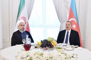 Dinner reception was hosted on behalf of Ilham Aliyev in honor of Iranian President