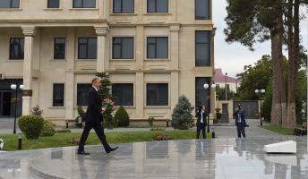 Ilham Aliyev arrived in Bilasuvar district for a visit