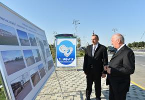 Ilham Aliyev viewed newly renovated Sulh Street in Sumgayit