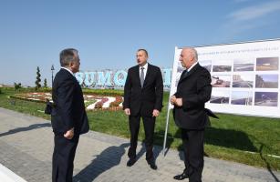 Ilham Aliyev viewed newly renovated Sahil Street in Sumgayit