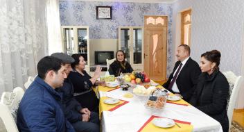 Ilham Aliyev viewed repair works in houses damaged by Armenian shelling during April battle in Tartar