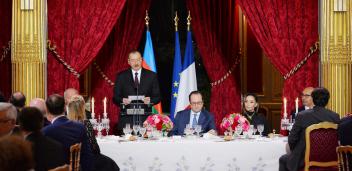 French President Francois Hollande hosted dinner party for Ilham Aliyev