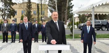 Ilham Aliyev attended ceremony to launch water supply systems in Saatli district