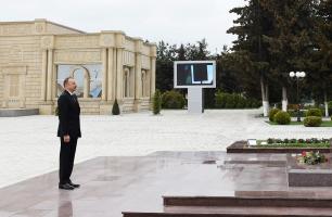 Ilham Aliyev visited statue of national leader Heydar Aliyev in Saatli