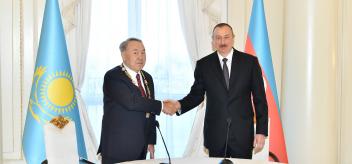 Kazakh President Nursultan Nazarbayev presented with "Heydar Aliyev" Order