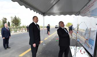 Ilham Aliyev attended opening of Mingachevir-Mingachevir station stretch of Mingachevir-Bahramtapa highway