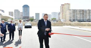 Ilham Aliyev attended opening of newly-built roads in Yasamal district, Baku