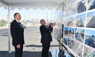 Ilham Aliyev attended opening of new roads in Sovetski area