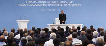 Opening speech by Ilham Aliyev at the republican conference on development of sericulture, tobacco and hazelnut production