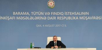 Closing speech by Ilham Aliyev at the republican conference on development of sericulture, tobacco and hazelnut production