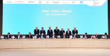 Ilham Aliyev attended signing ceremony of new agreement on Azeri-Chirag-Gunashli oilfields