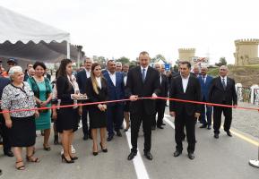 Ilham Aliyev attended opening of Chukhanli-Ganjali-Piratman-Parcha Khalaj-Seyidan highway of Salyan district