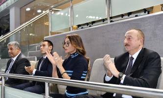 Ilham Aliyev watched the game of Azerbaijani and German volleyball players