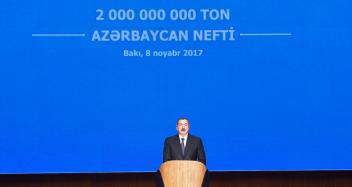 Speech by Ilham Aliyev at  the solemn ceremony celebrating two billion tons of oil production in Azerbaijan