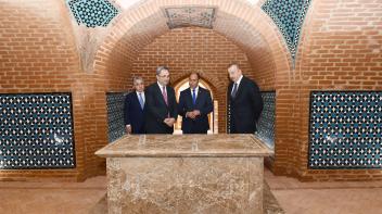 Ilham Aliyev viewed newly-reconstructed Barda Mausoleum and Torpaggala Complex