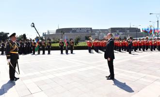 Ilham Aliyev visited National Flag Square