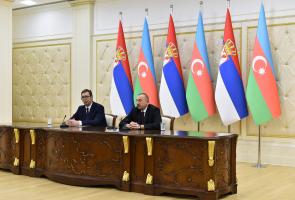 Azerbaijani, Serbian presidents made press statements