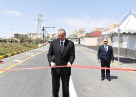 İlham Əliyev Qaradağ rayonunda yenidən qurulan Lökbatan-Qobu avtomobil yolunun açılışında iştirak edib