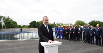 Ilham Aliyev attended opening of Shamkir-Samukh-Goranboy main irrigation canal`s crossing installation with Silk Road and its 4.95km section