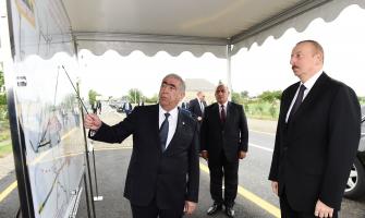 Ilham Aliyev inaugurated newly built Dalimammadli-Gushchular-Fakhrali-Gurbanzade-Alpout highway