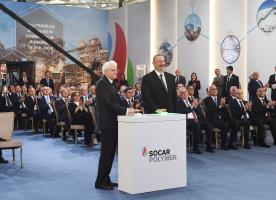 Ilham Aliyev, Italian President Sergio Mattarella attended inauguration of polypropylene plant constructed in Sumgayit Chemical Industrial Park under SOCAR Polymer project