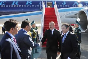 Ilham Aliyev arrived in the Kazakh city of Aktau