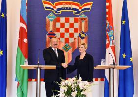 Azerbaijani and Croatian presidents made press statements