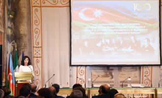 Первый вице-президент Мехрибан Алиева приняла участие в открытии конференции под названием «100-летие создания Азербайджанской Демократической Республики и отношения стратегического партнерства между Азербайджанской Республикой и Итальянской Республикой»