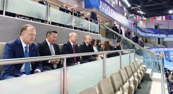 Azerbaijani, Russian, Mongolian presidents watch mixed team competitions at Judo world championships